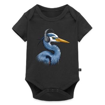 Heron with headphones - Baby Premium short-sleeve bodysuit - black - Front