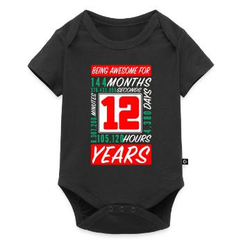 Enfants 12 Ans Anniversaire Mois Heures - Body à manches courtes Premium Bébé - noir - Devant