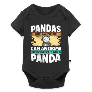 Panda - Baby Premium Kurzarmbody - Schwarz - Vorne