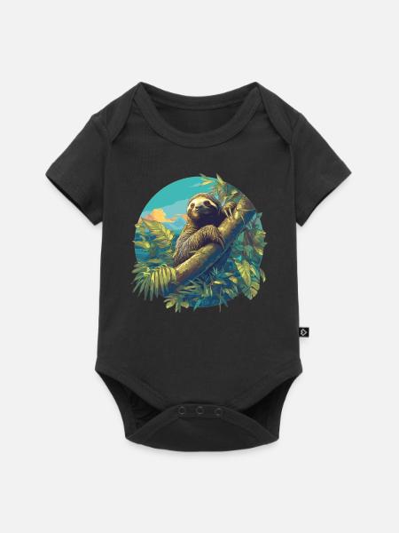 Faultiere Faultier - Baby Premium Kurzarmbody - Schwarz