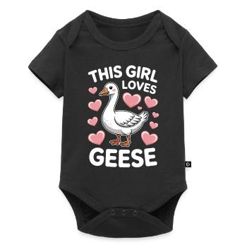 Oie Disant Fille Oies Drôle Oie Cadeau - Body à manches courtes Premium Bébé - noir - Devant