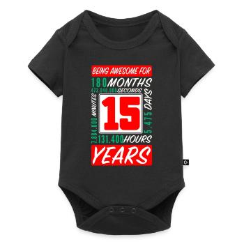 Adolescent 15 Ans Anniversaire Mois Heures - Body à manches courtes Premium Bébé - noir - Devant