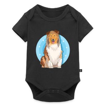Collie Collie à poil long Rough Collies Cadeau - Body à manches courtes Premium Bébé - noir - Devant