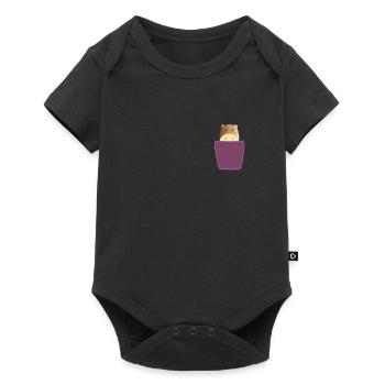 Hamster in Brusttasche Nager in Tasche - Baby Premium Kurzarmbody - Schwarz - Vorne