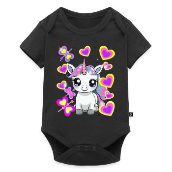 Licorne Enfant Fille Cheval - Body à manches courtes Premium Bébé - noir - Devant