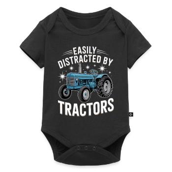 Facilement distrait par les tracteurs - Body à manches courtes Premium Bébé - noir - Devant