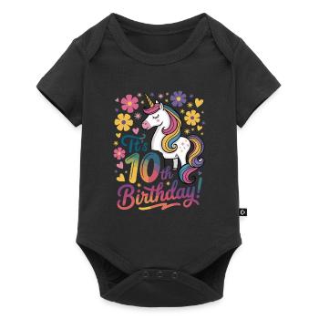 It's 10th Birthday Unicorn Magic Festive - Baby Premium short-sleeve bodysuit - black - Front