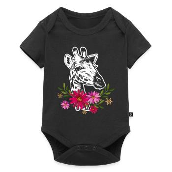 Giraffe With Flowers - Baby Premium short-sleeve bodysuit - black - Front