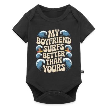 Surfez mon petit ami surfe mieux que le vôtre surfeur - Body à manches courtes Premium Bébé - noir - Devant
