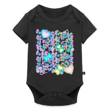 Retro Floral Cat Cats Girl Child - Baby Premium short-sleeve bodysuit - black - Front