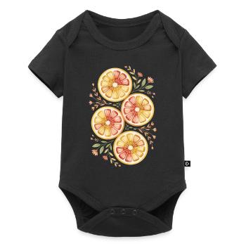 Citrus fruits with floral pattern - Baby Premium short-sleeve bodysuit - black - Front