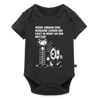 Wenn jemand eine Schraube locker hat Mutter Spruch - Baby Premium Kurzarmbody - Schwarz - Vorne