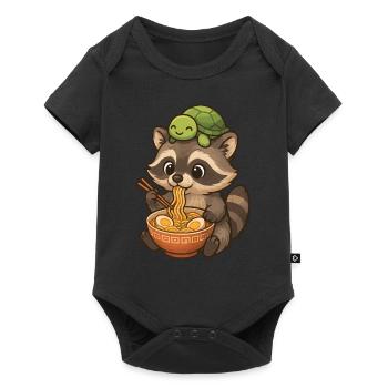 Mignon raton laveur, ramen, tortue, raton laveur - Body à manches courtes Premium Bébé - noir - Devant