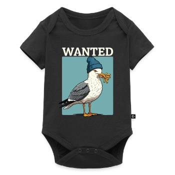 Wanted Seagull avec des frites bonnet illustration - Body à manches courtes Premium Bébé - noir - Devant