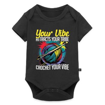 Crochet Knitting crochet your vibe - Baby Premium short-sleeve bodysuit - black - Front