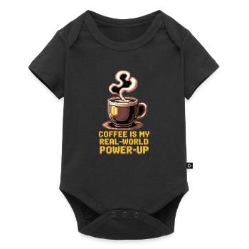 Coffee is my Real-World Power-Up – Gamer & Coffee - Baby Premium short-sleeve bodysuit - black - Front