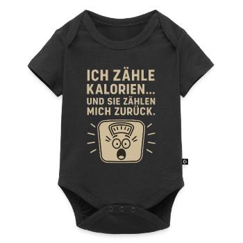 Compteur de calories balances disant T-shirt - Body à manches courtes Premium Bébé - noir - Devant