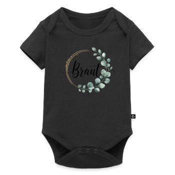 Braut Blumenkranz Eukalyptus JGA Hochzeit - Baby Premium Kurzarmbody - Schwarz - Vorne