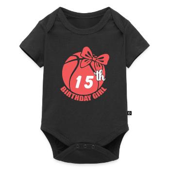 Basket-ball 15e anniversaire Basketteur - Body à manches courtes Premium Bébé - noir - Devant