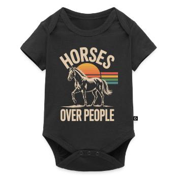 Horses Over People Horse Horse Sayings Rider - Baby Premium short-sleeve bodysuit - black - Front