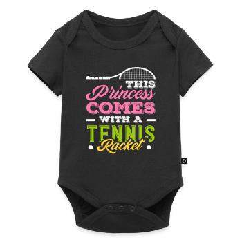 Tennis princess with racket player - Baby Premium short-sleeve bodysuit - black - Front