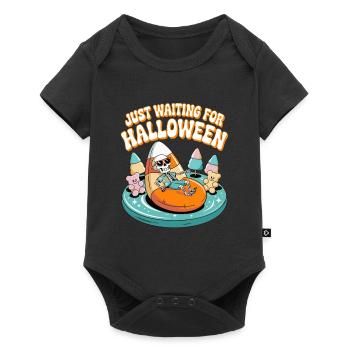 En attendant l’Halloween - Body à manches courtes Premium Bébé - noir - Devant