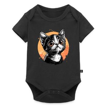 Kitten in the circle of the sun - Baby Premium short-sleeve bodysuit - black - Front