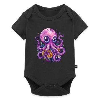 Pieuvre avec des fleurs - Body à manches courtes Premium Bébé - noir - Devant