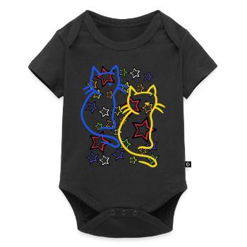 Retro Katze Katzen 60er - Baby Premium Kurzarmbody - Schwarz - Vorne