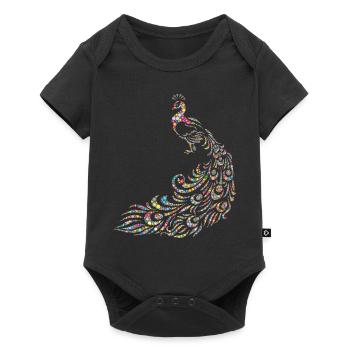 Pfau - Baby Premium Kurzarmbody - Schwarz - Vorne