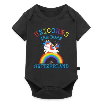 Les licornes sont nées en Suisse.Funny Unicorn Kid - Body à manches courtes Premium Bébé - noir - Devant