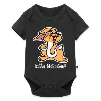 Lustiger Hase fragt Hattu Möhrchen Geschenkidee - Baby Premium Kurzarmbody - Schwarz - Vorne