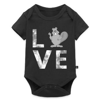 LOVE beaver, animal, love, nature - Baby Premium short-sleeve bodysuit - black - Front