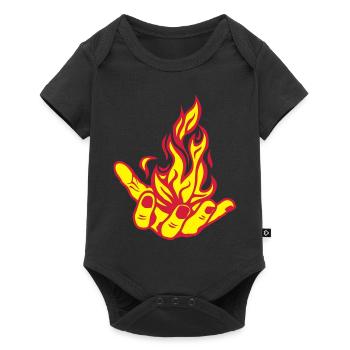 offene Hand offene Flamme, Feuer Fire1 Hand - Baby Premium Kurzarmbody - Schwarz - Vorne