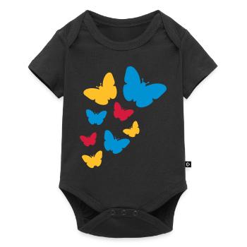 many colorful butterflies pattern silhouette insek - Baby Premium short-sleeve bodysuit - black - Front