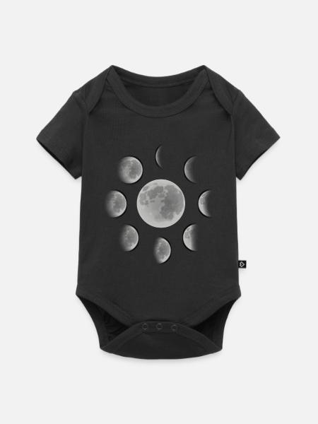 Monde Vollmond Halbmond - Baby Premium Kurzarmbody - Schwarz