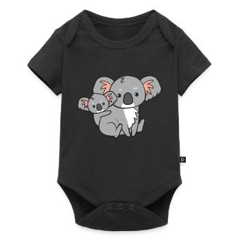 Koala - Mommy with child on back - Baby Premium short-sleeve bodysuit - black - Front