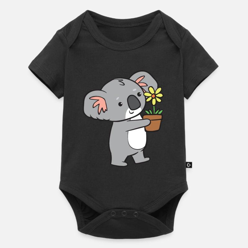 Koala - avec fleur - Body à manches courtes Premium Bébé - noir