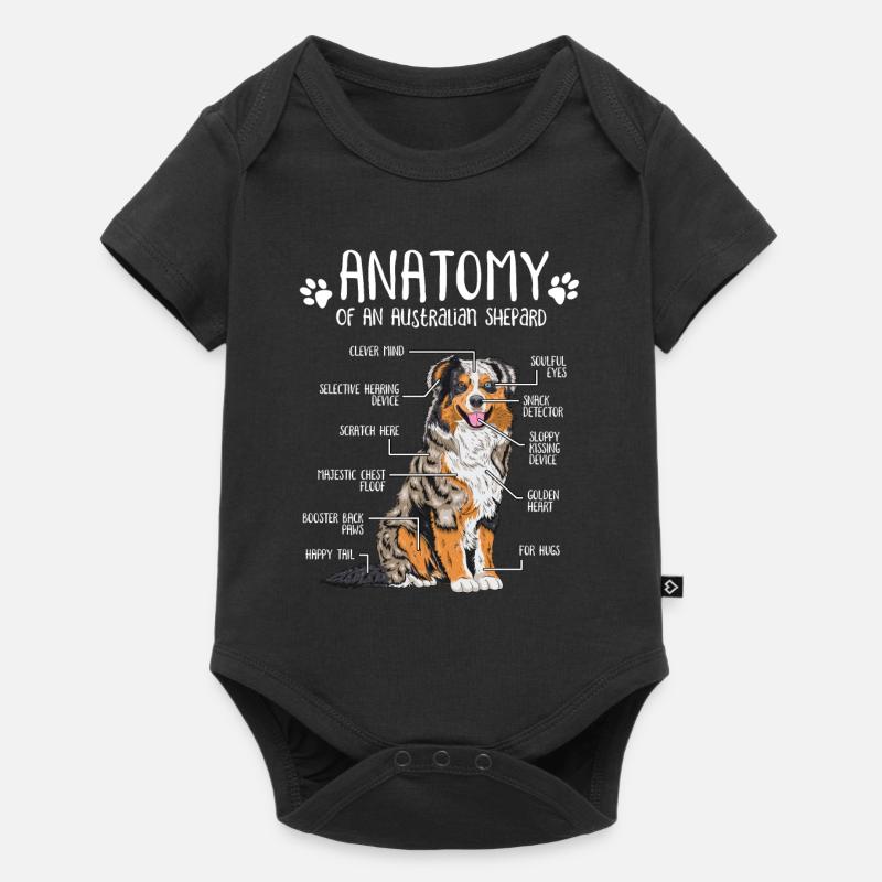 Cadeau de propriétaire de chien d'anatomie de berger australien - Body à manches courtes Premium Bébé - noir