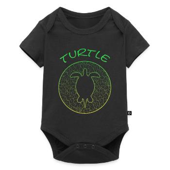 Turtle Schildkröte turtle Vintage - Baby Premium Kurzarmbody - Schwarz - Vorne