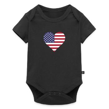 USA america flag banner heart - Baby Premium short-sleeve bodysuit - black - Front