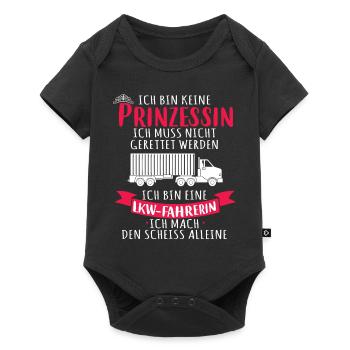 LKW-Fahrerin Keine Prinzessin Trucker Babe LKW - Baby Premium Kurzarmbody - Schwarz - Vorne