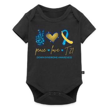 Peace Love T21 - Down Syndrome Awareness I - Body à manches courtes Premium Bébé - noir - Devant