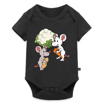 Organic Eco Mice Vegetables Rodents Hunger Mouse - Baby Premium short-sleeve bodysuit - black - Front
