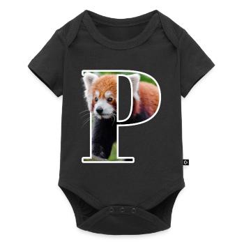 P Panda roux - Body à manches courtes Premium Bébé - noir - Devant