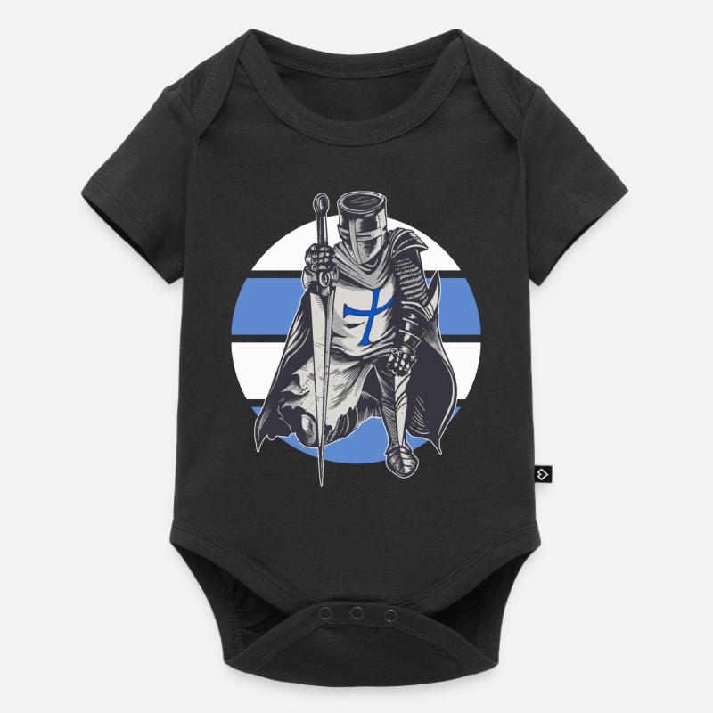 Chevalier Bleu Blanc Templerorden Moyen Âge armure - Body à manches courtes Premium Bébé - noir