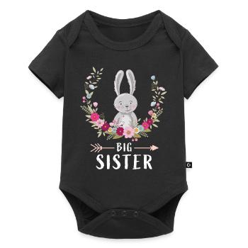 Big Sister Little Sisters Flower Wreath Gift girls - Baby Premium short-sleeve bodysuit - black - Front