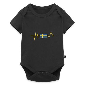Suède drapeau suédois Battement de coeur suédois - Body à manches courtes Premium Bébé - noir - Devant