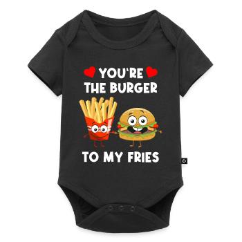 Burger Fries Love Heart Funny Humor Fast Food - Baby Premium short-sleeve bodysuit - black - Front
