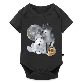 Wolves, white, grey, moon, skull - Baby Premium short-sleeve bodysuit - black - Front
